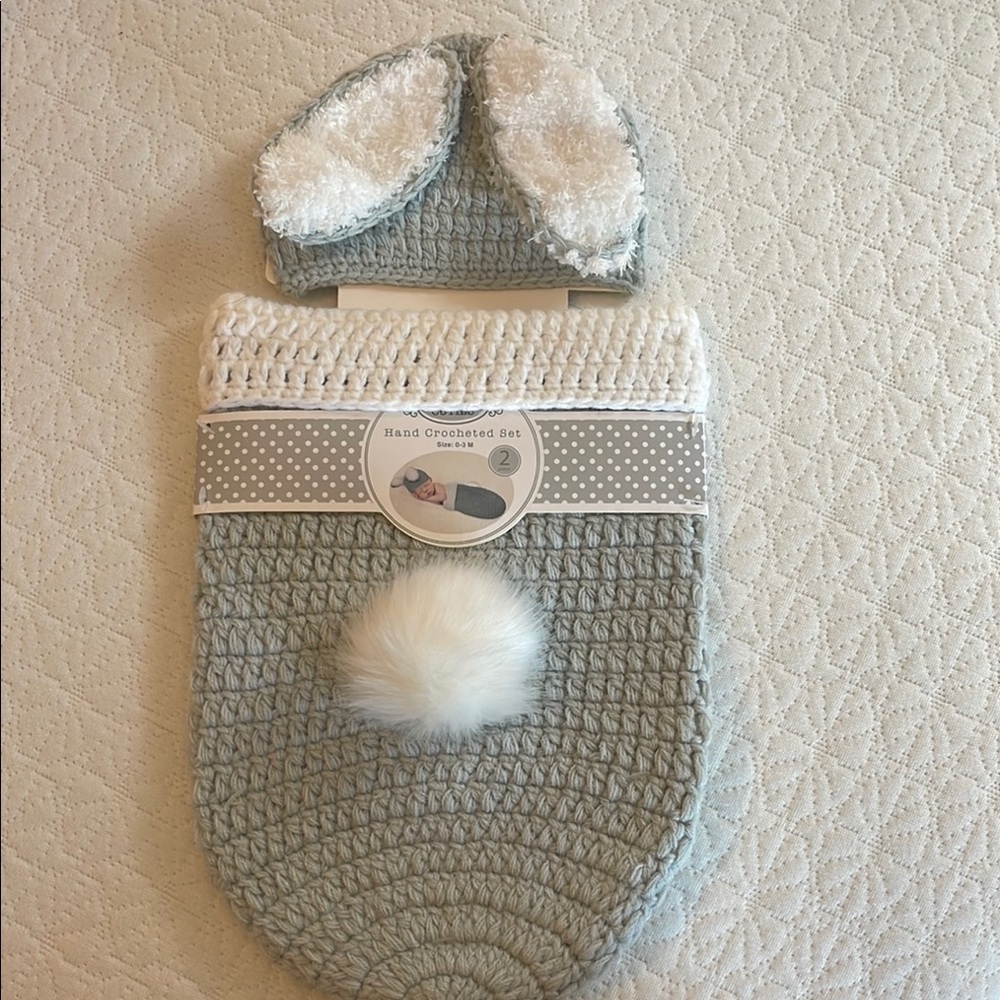 Crocheted Baby Cocoon with Hat Boy or Girl
